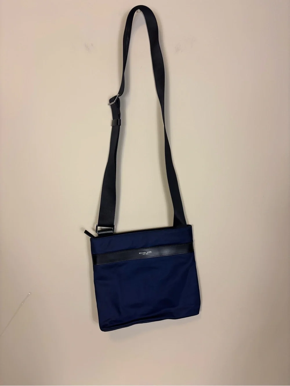 Michael Kors Navy Nylon and Black Crossbody Bag